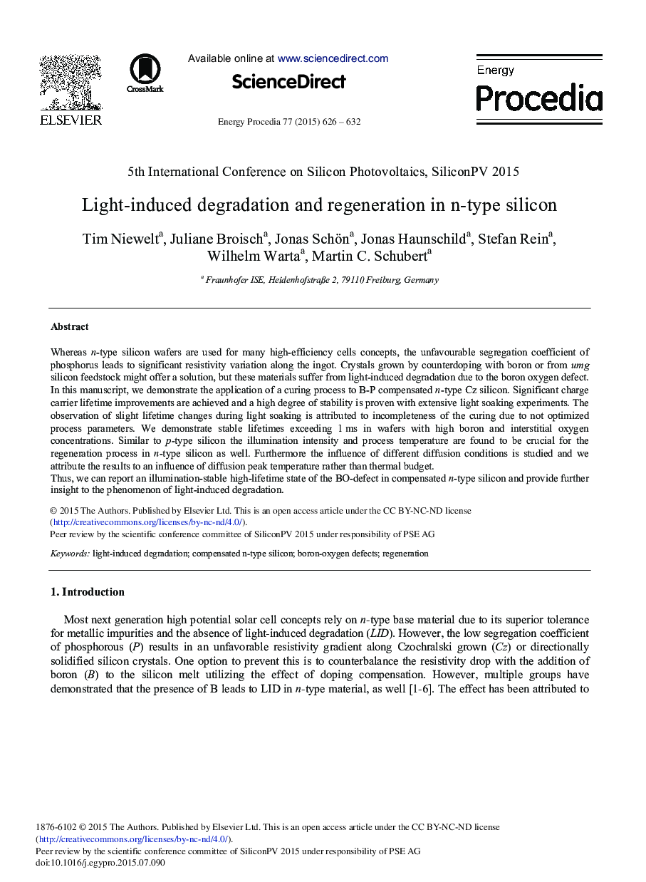 Light-induced Degradation and Regeneration in n-type Silicon 