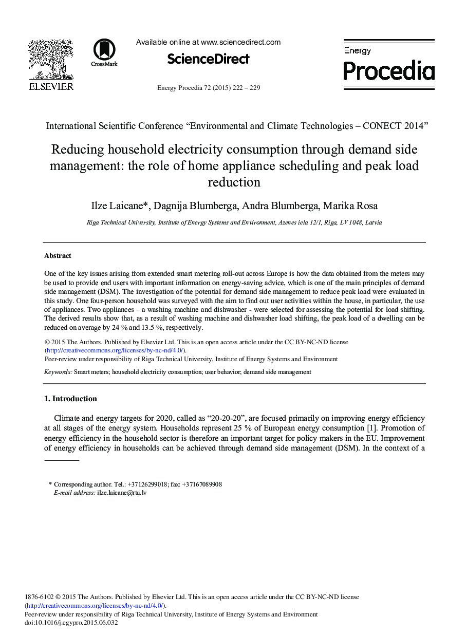 Reducing Household Electricity Consumption through Demand Side Management: The Role of Home Appliance Scheduling and Peak Load Reduction 