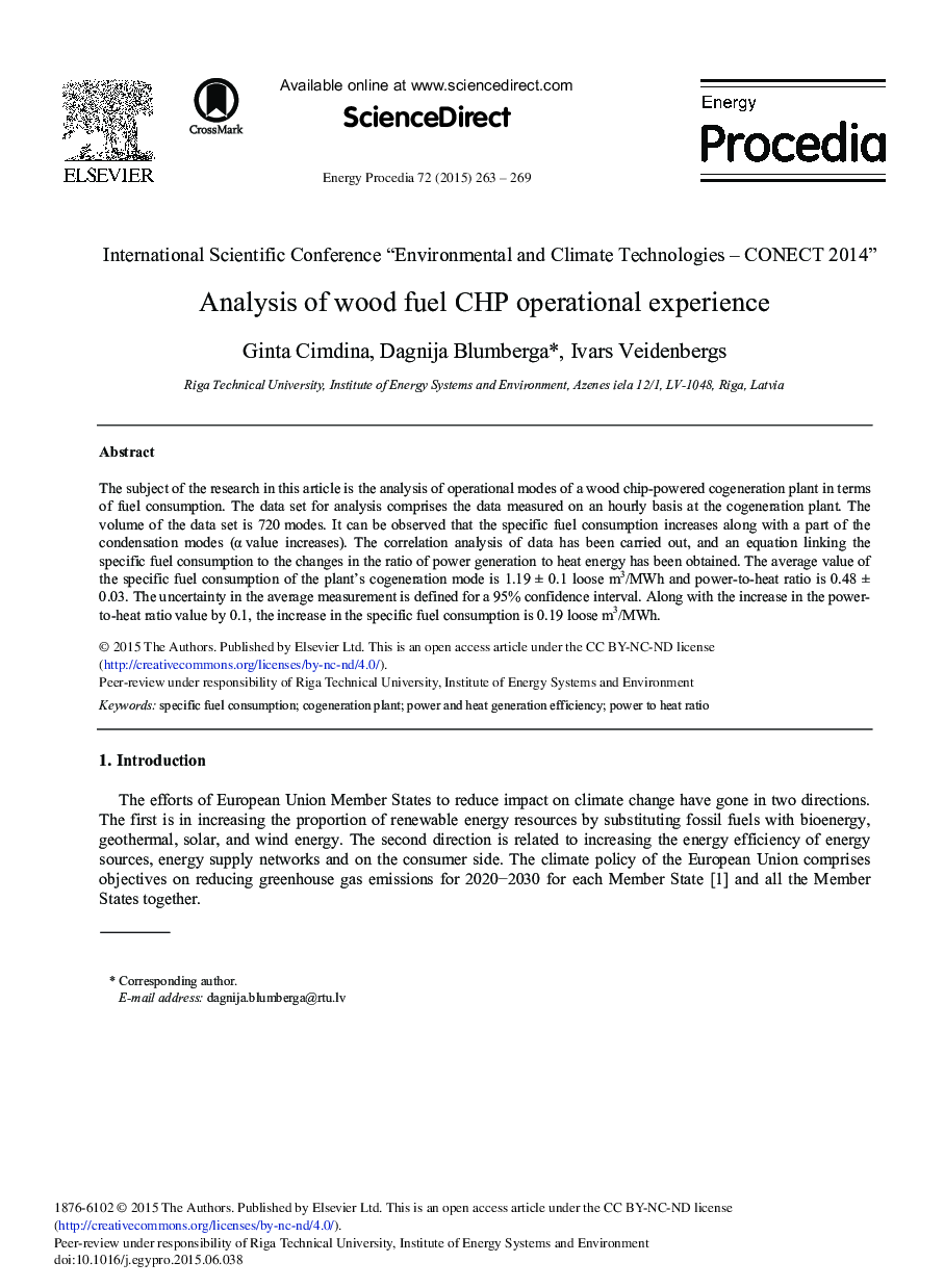 Analysis of Wood Fuel CHP Operational Experience 