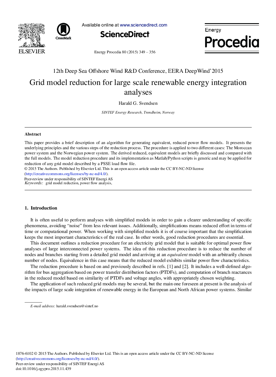 Grid Model Reduction for Large Scale Renewable Energy Integration Analyses 