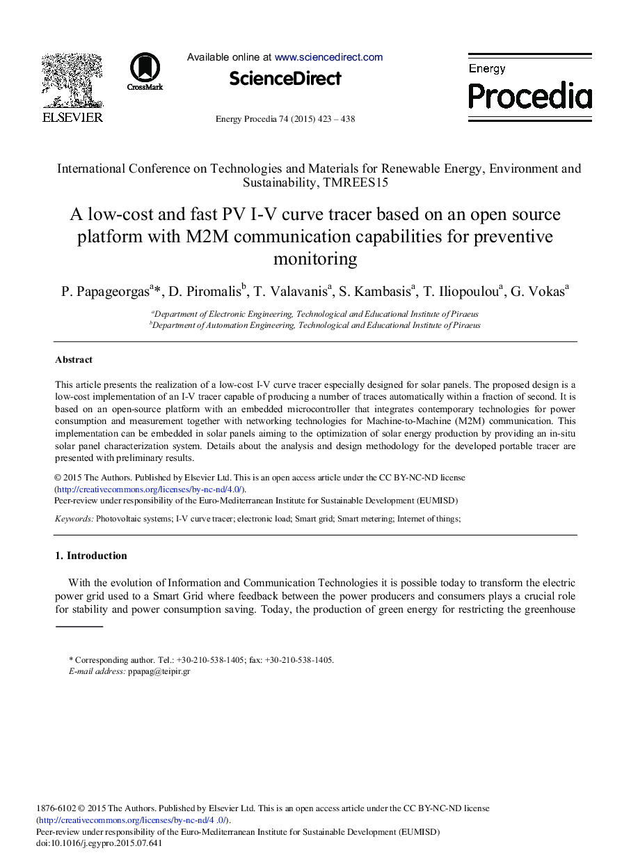 A low-cost and fast PV I-V curve tracer based on an open source platform with M2M communication capabilities for preventive monitoring 