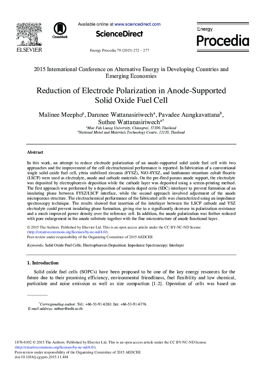 Reduction of Electrode Polarization in Anode-Supported Solid Oxide Fuel Cell