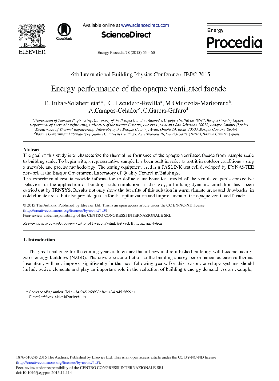 Energy Performance of the Opaque Ventilated Facade 