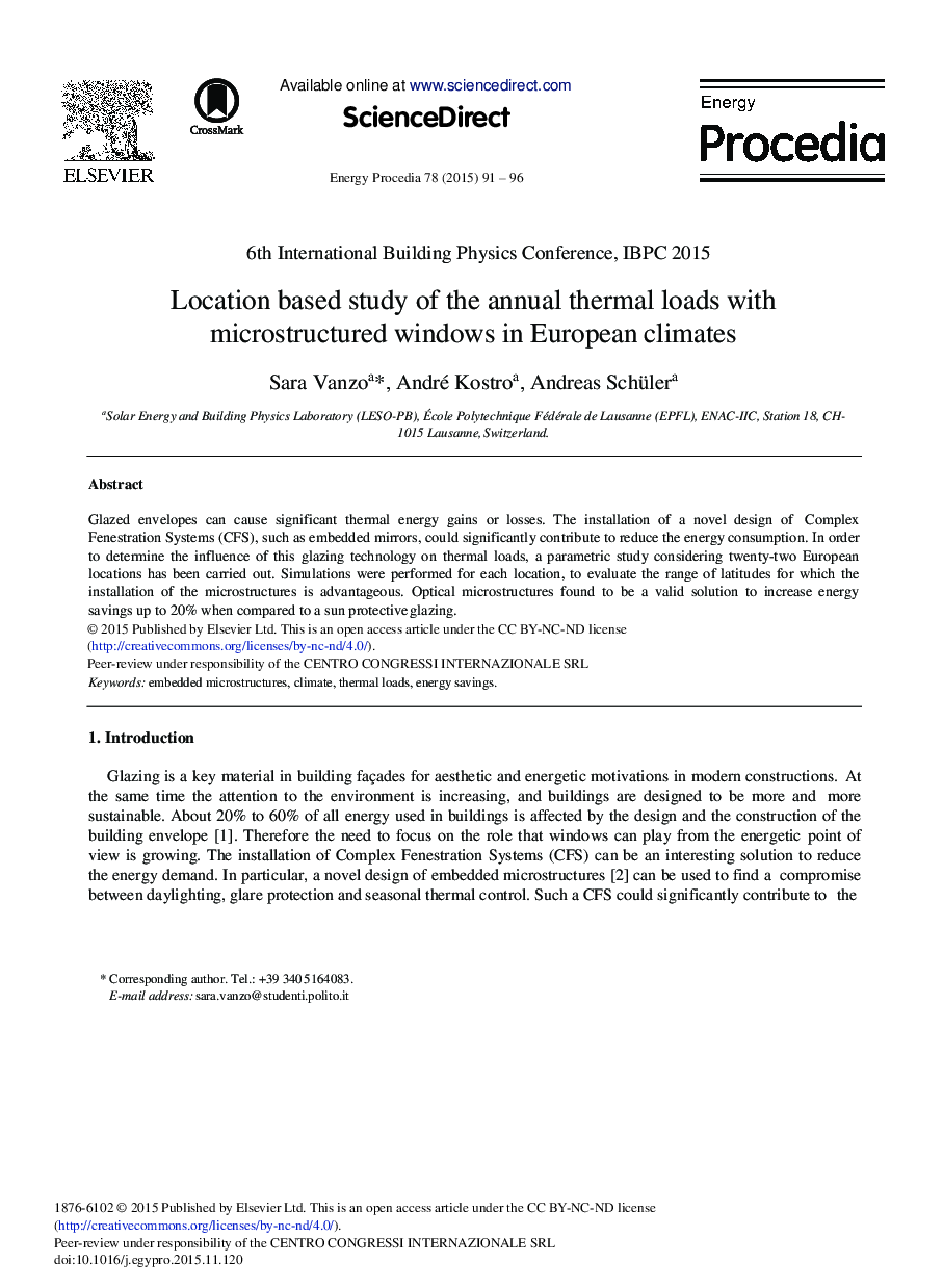 Location Based Study of the Annual Thermal Loads with Microstructured Windows in European Climates 