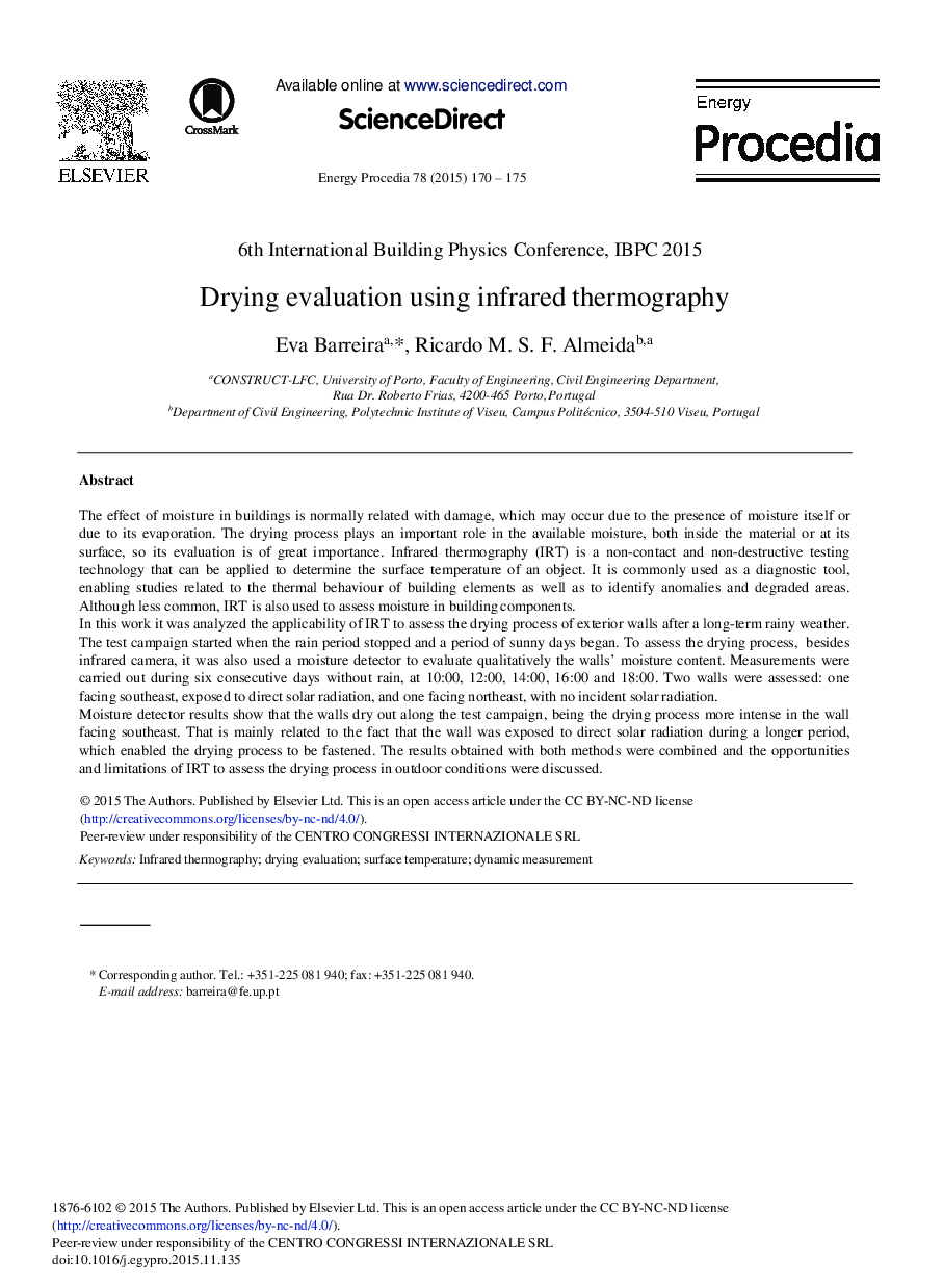 Drying Evaluation Using Infrared Thermography 