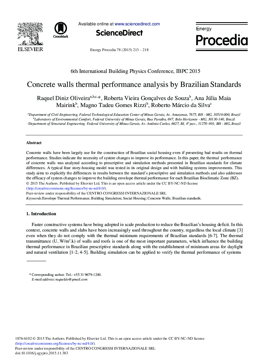 Concrete Walls Thermal Performance Analysis by Brazilian Standards 