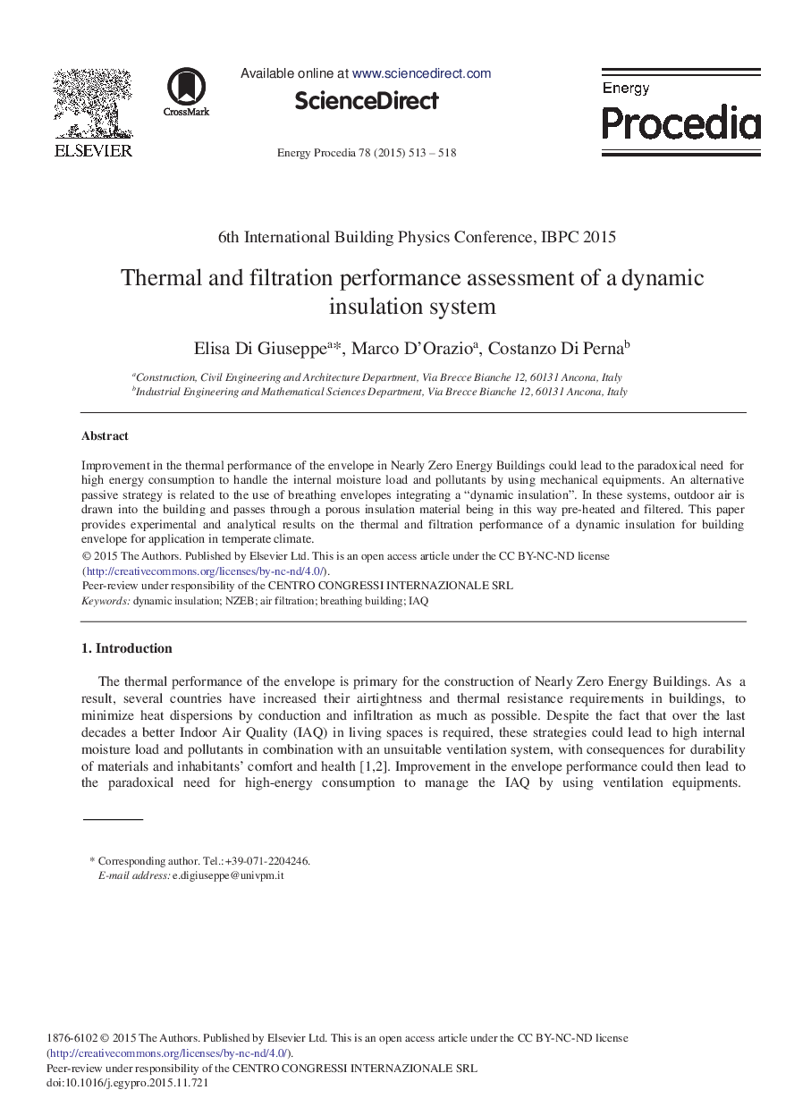 Thermal and Filtration Performance Assessment of a Dynamic Insulation System 