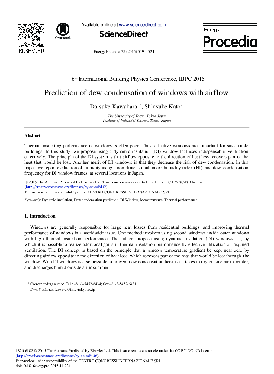 Prediction of Dew Condensation of Windows with Airflow 