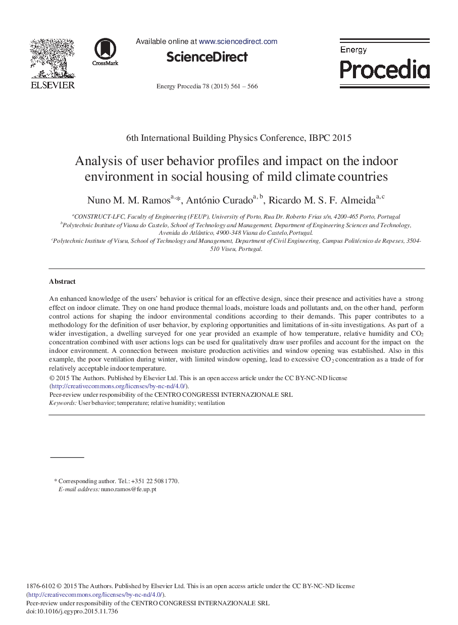 Analysis of User Behavior Profiles and Impact on the Indoor Environment in Social Housing of Mild Climate Countries 