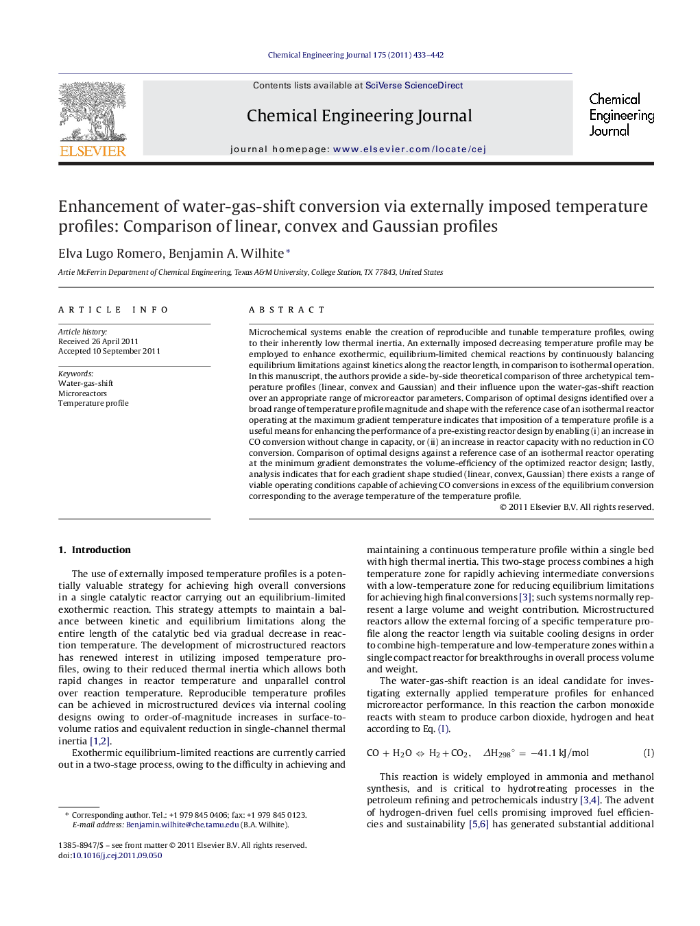 Enhancement of water-gas-shift conversion via externally imposed temperature profiles: Comparison of linear, convex and Gaussian profiles