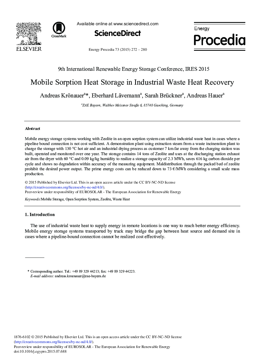 Mobile Sorption Heat Storage in Industrial Waste Heat Recovery 