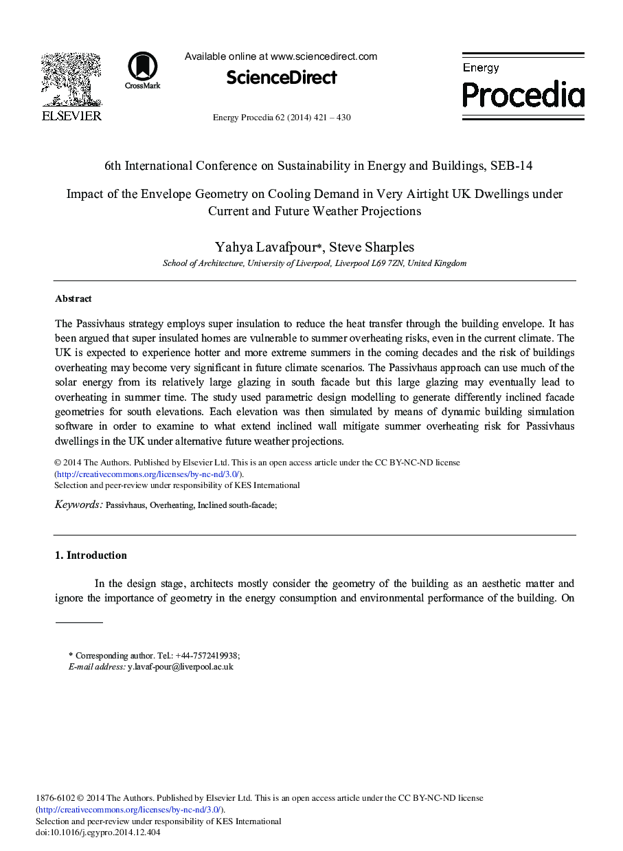 Impact of the Envelope Geometry on Cooling Demand in Very Airtight UK Dwellings Under Current and Future Weather Projections 