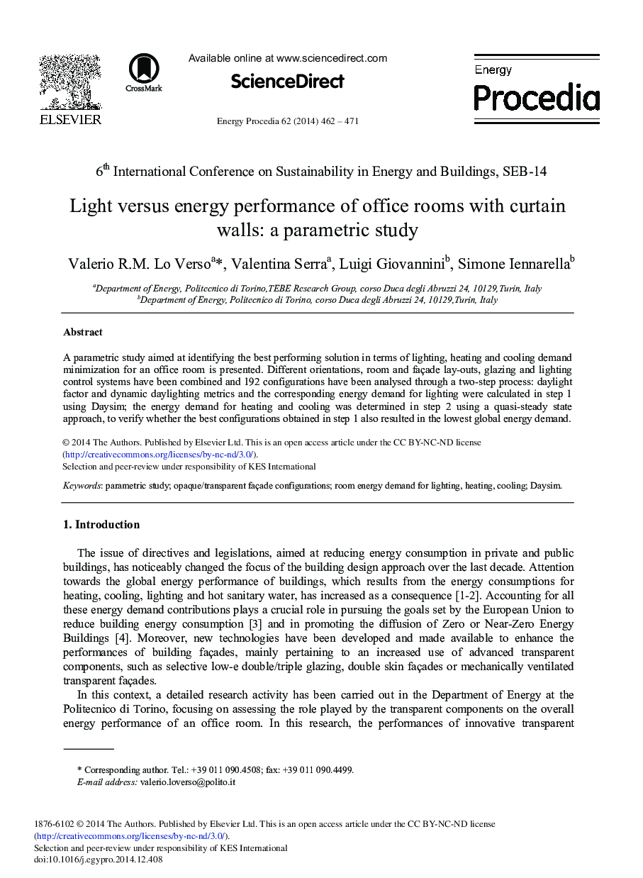 Light versus Energy Performance of Office Rooms with Curtain Walls: A Parametric Study 