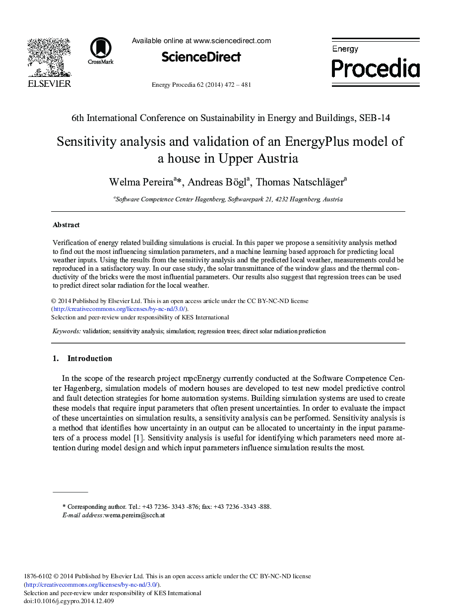 Sensitivity Analysis and Validation of an EnergyPlus Model of a House in Upper Austria 