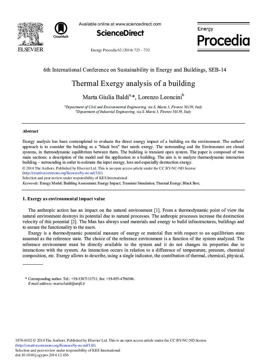 Thermal Exergy Analysis of a Building 