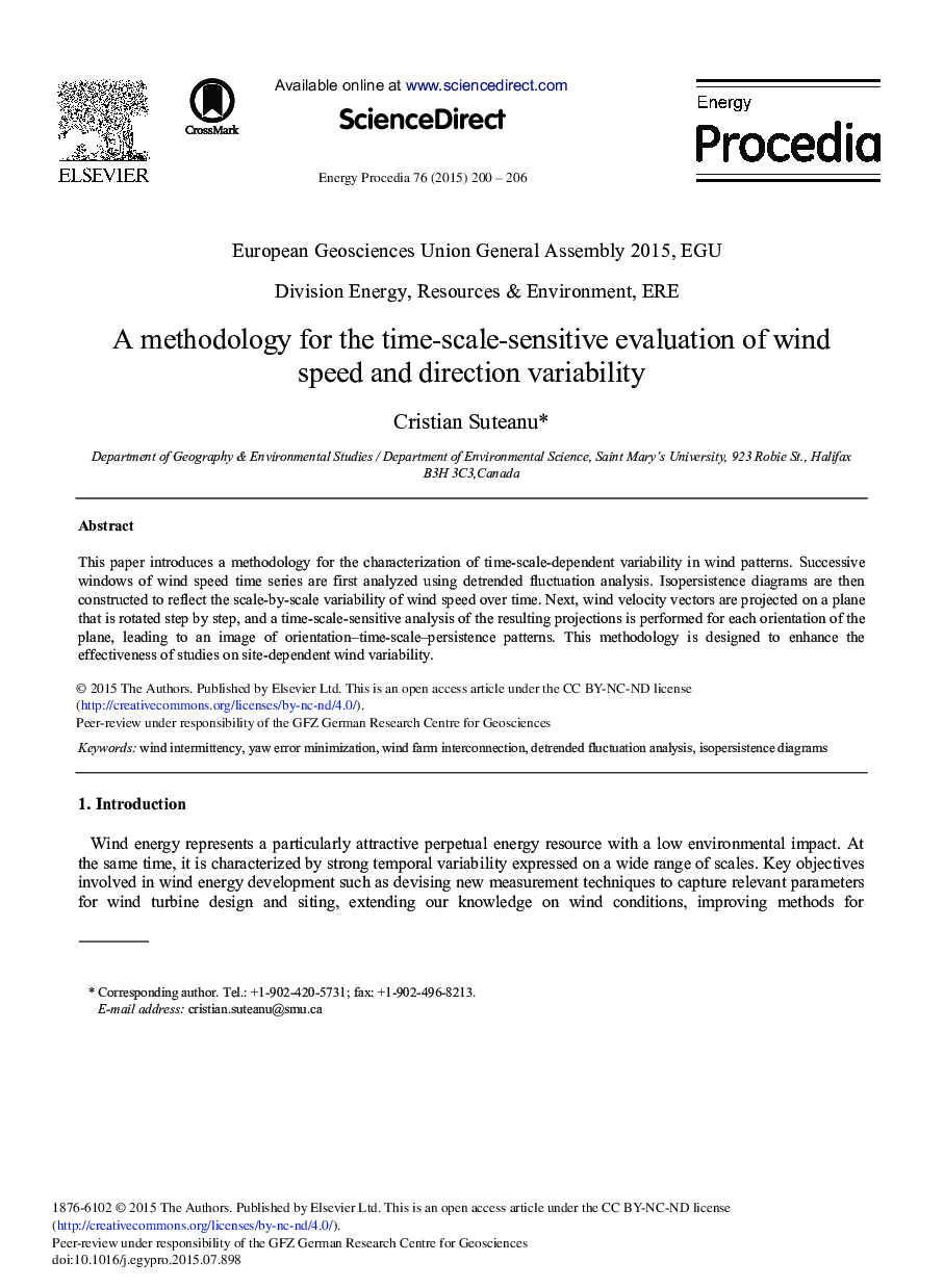 A Methodology for the Time-scale-sensitive Evaluation of Wind Speed and Direction Variability 