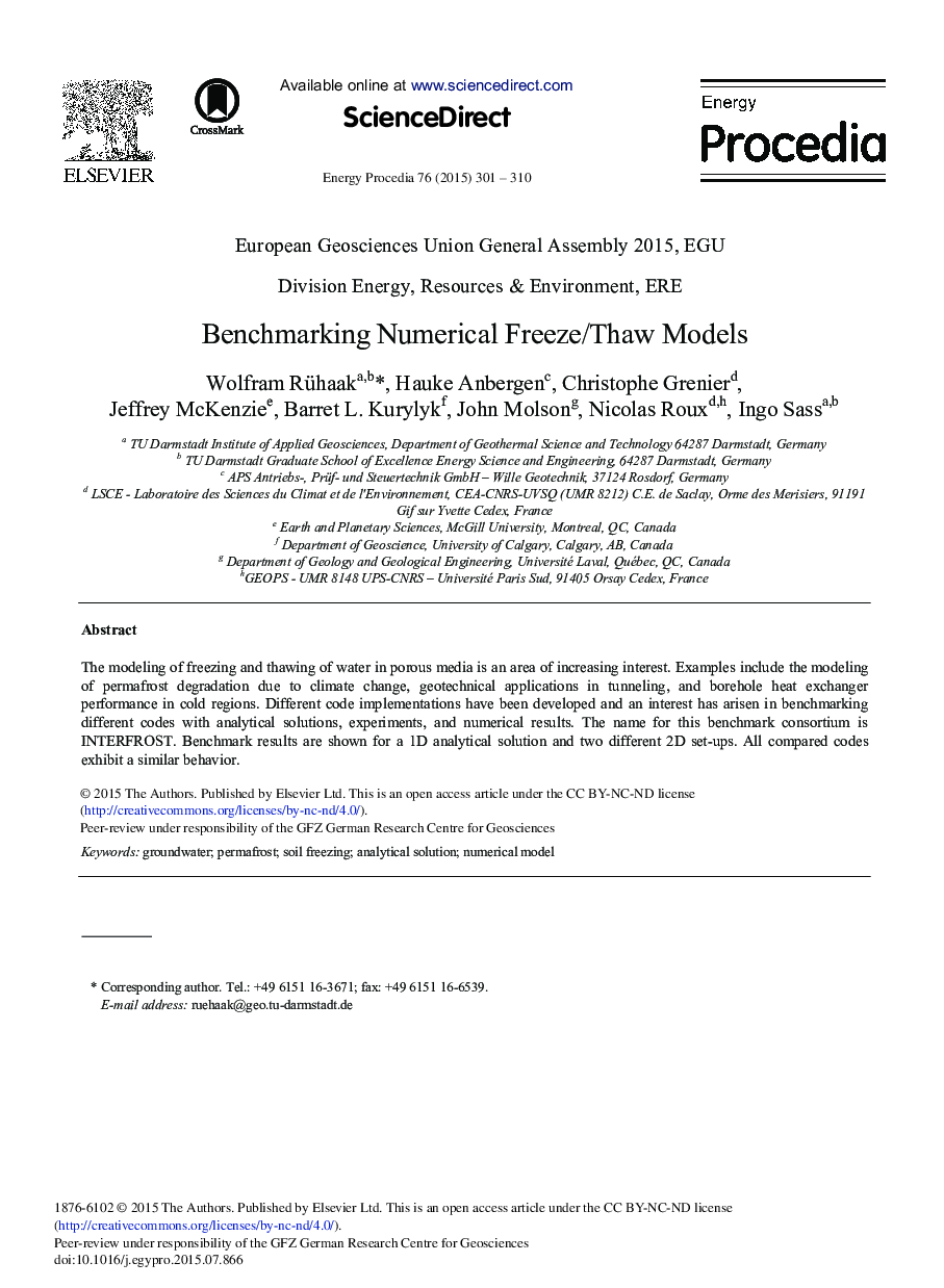 Benchmarking Numerical Freeze/Thaw Models 