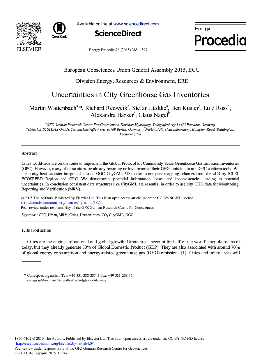 Uncertainties in City Greenhouse Gas Inventories 