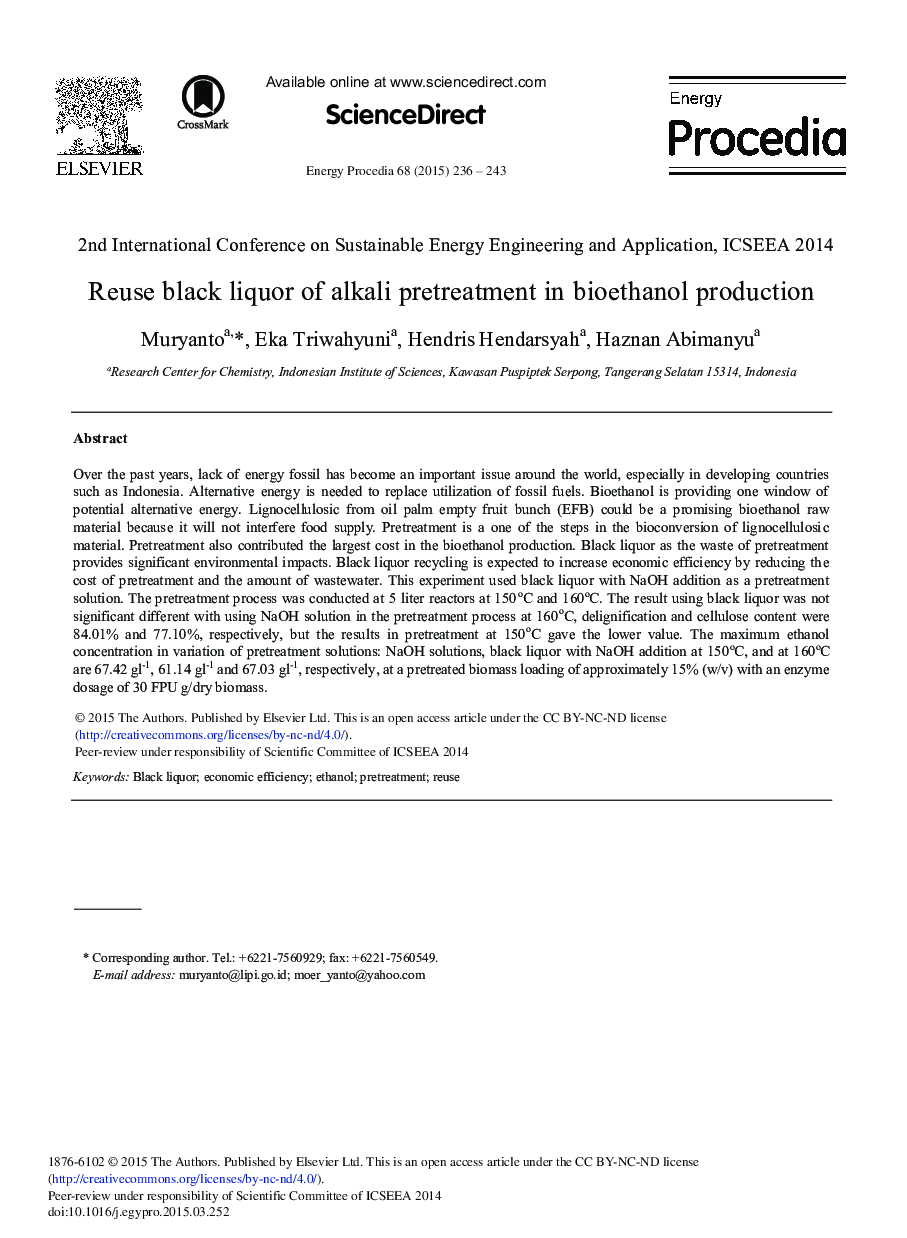 Reuse Black Liquor of Alkali Pretreatment in Bioethanol Production 