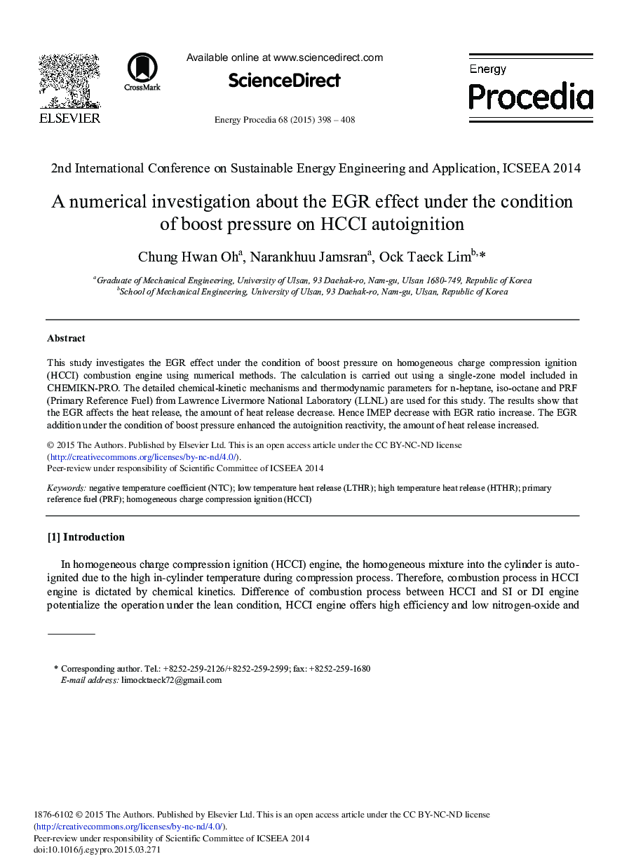 A Numerical Investigation About The EGR Effect Under The Condition of Boost Pressure on HCCI Autoignition 