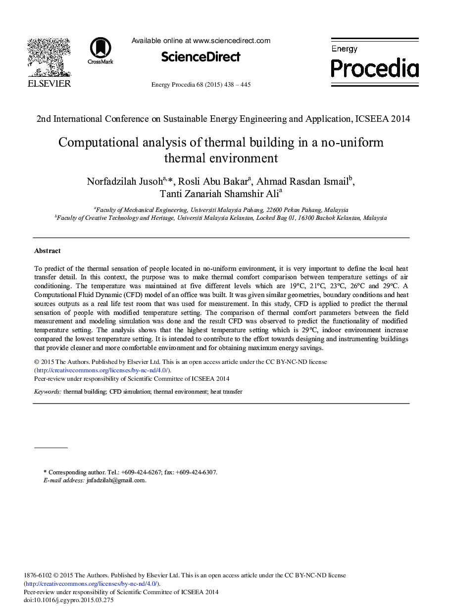 Computational Analysis of Thermal Building in a No-uniform Thermal Environment 