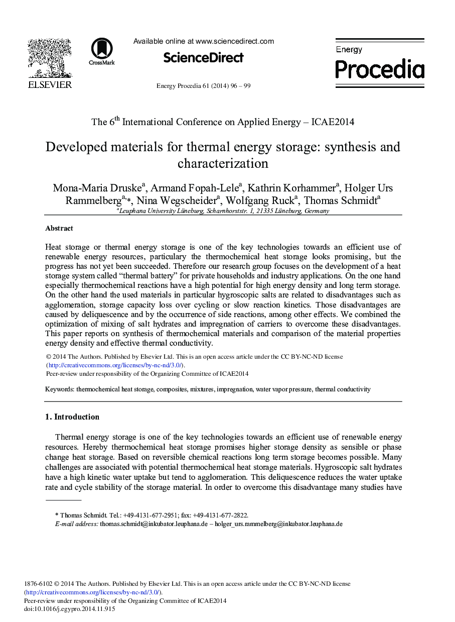 Developed Materials for Thermal Energy Storage: Synthesis and Characterization 