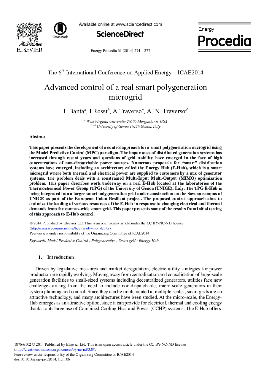 Advanced Control of a Real Smart Polygeneration Microgrid 