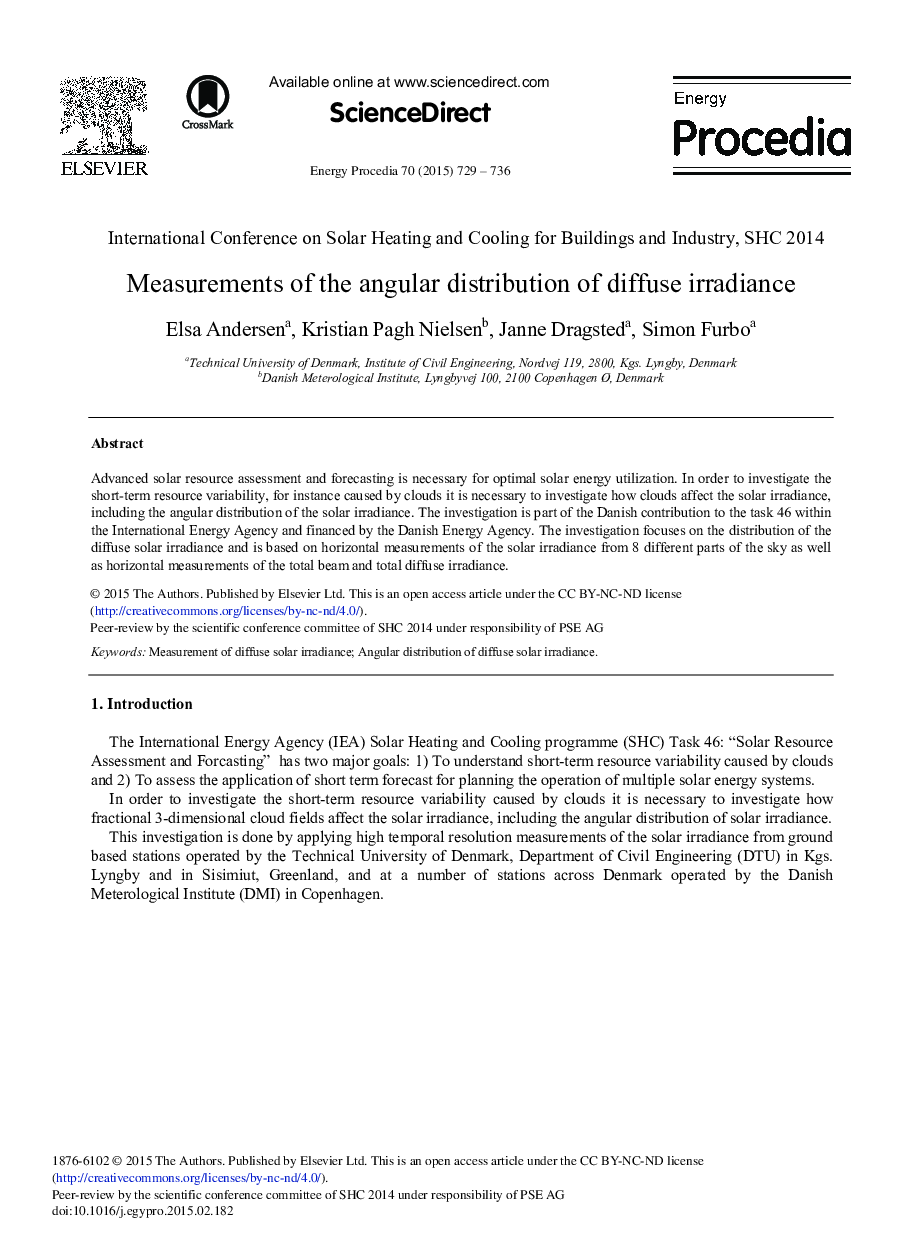 Measurements of the Angular Distribution of Diffuse Irradiance 