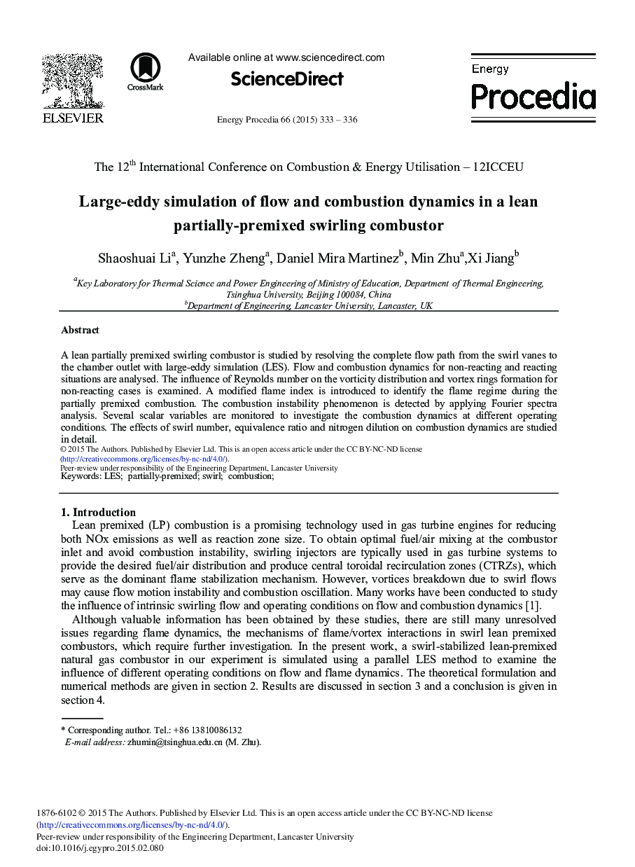 Large-eddy Simulation of Flow and Combustion Dynamics in a Lean Partially-premixed Swirling Combustor 
