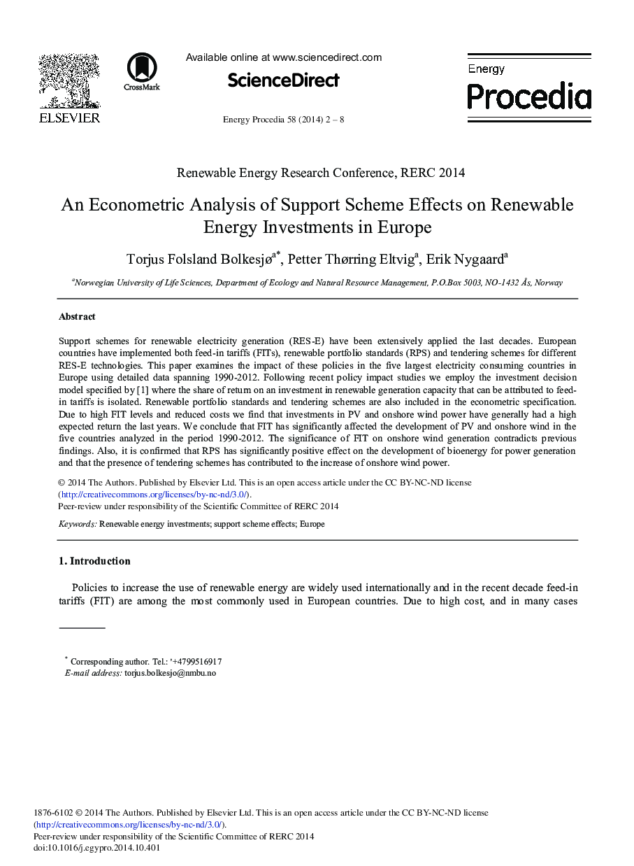 An Econometric Analysis of Support Scheme Effects on Renewable Energy Investments in Europe 