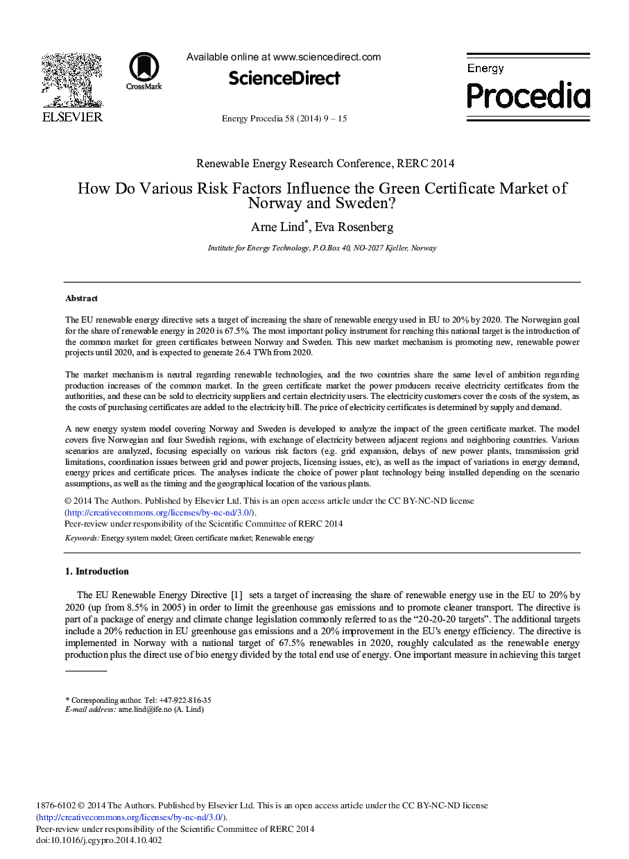 How do Various Risk Factors Influence the Green Certificate Market of Norway and Sweden? 