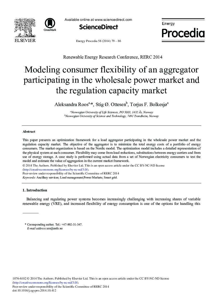 Modeling Consumer Flexibility of an Aggregator Participating in the Wholesale Power Market and the Regulation Capacity Market 