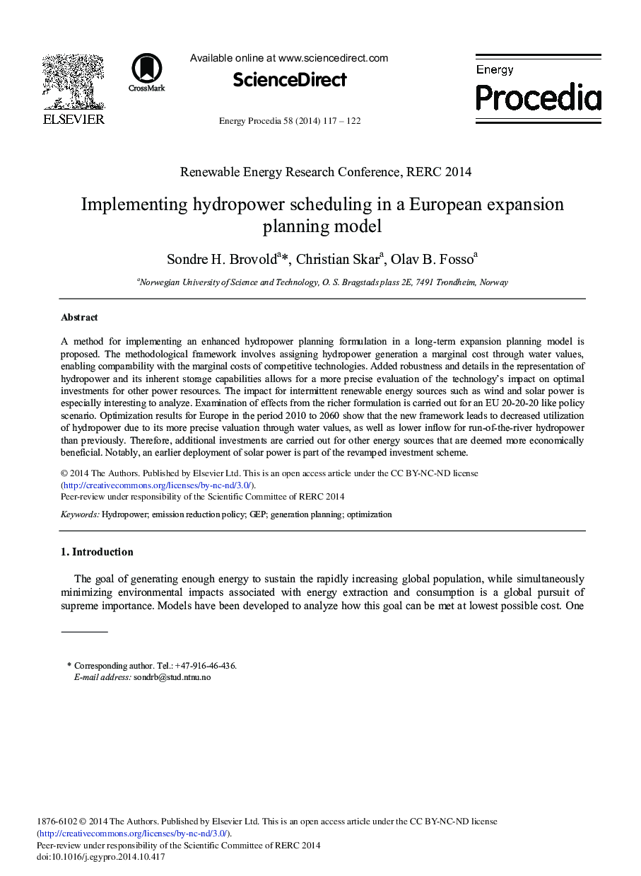 Implementing Hydropower Scheduling in a European Expansion Planning Model 