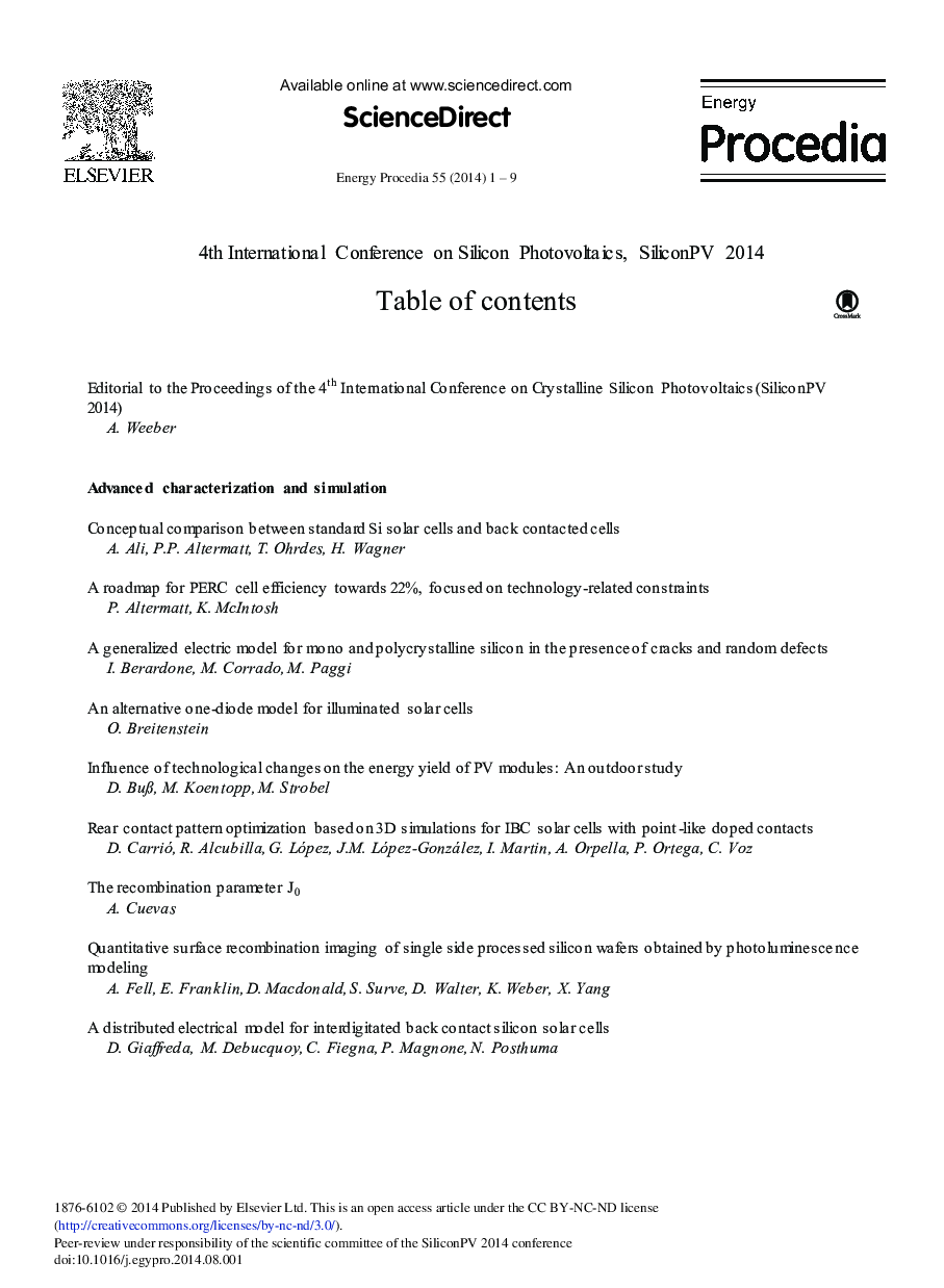 عکس صفحه اول مقاله: Table of Contents Table of Contents