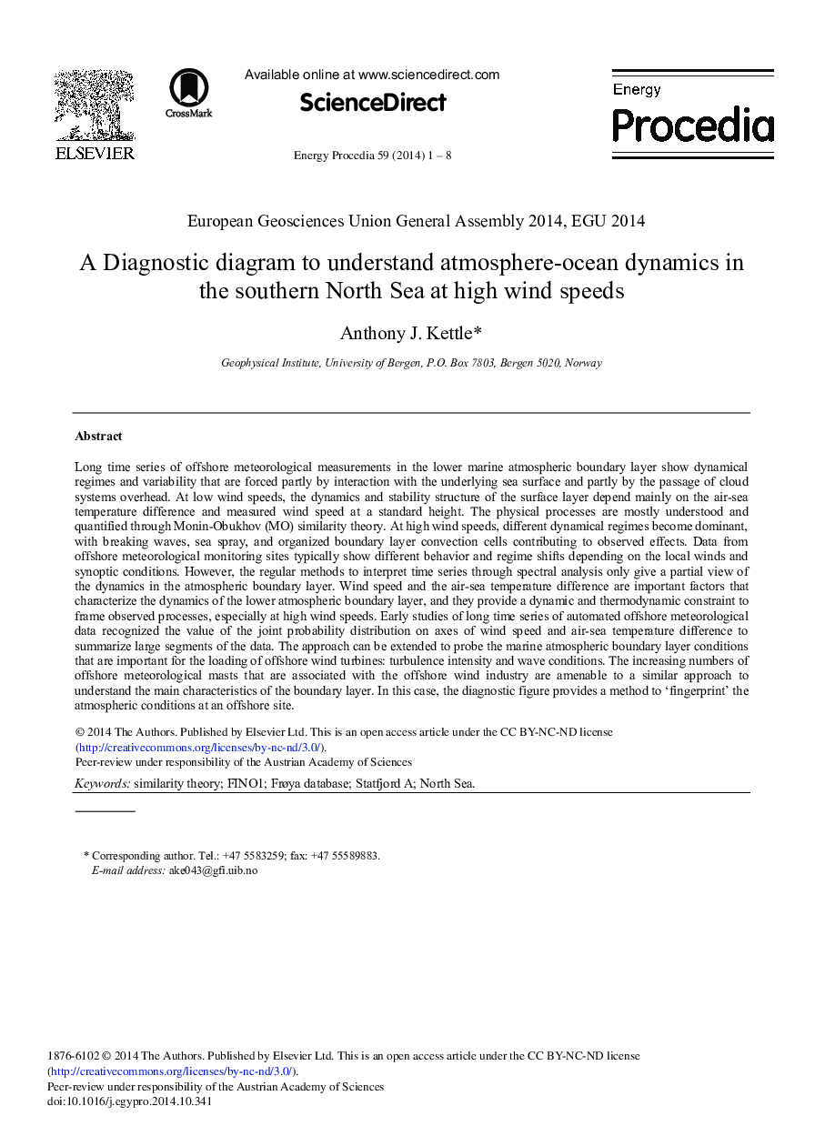 A Diagnostic Diagram to Understand Atmosphere-ocean Dynamics in the Southern North Sea at High Wind Speeds 