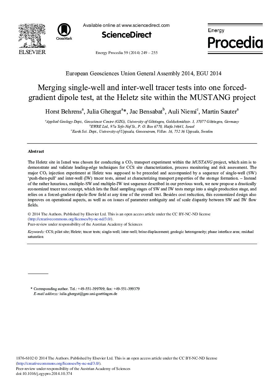 Merging Single-well and Inter-well Tracer Tests into One Forced-gradient Dipole Test, at the Heletz Site within the MUSTANG Project 