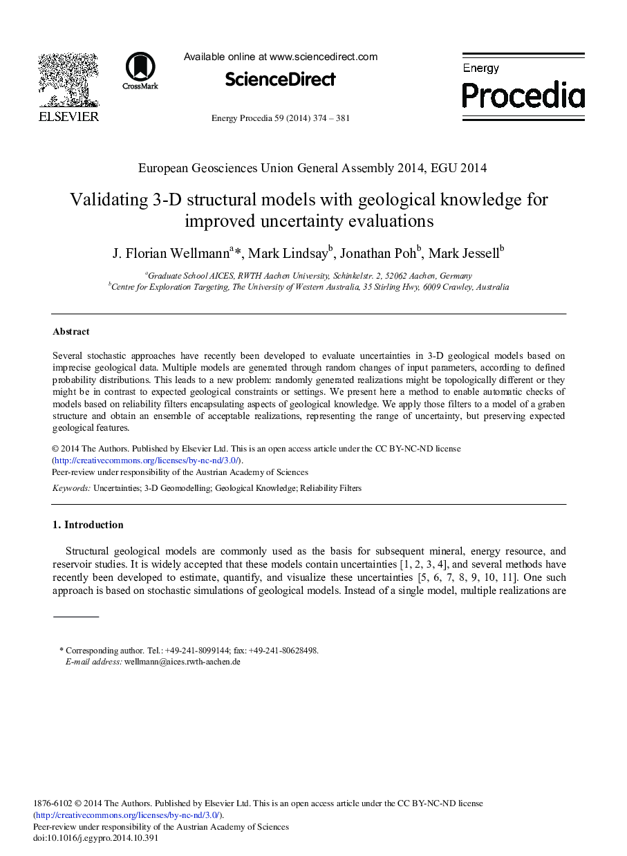 Validating 3-D Structural Models with Geological Knowledge for Improved Uncertainty Evaluations 