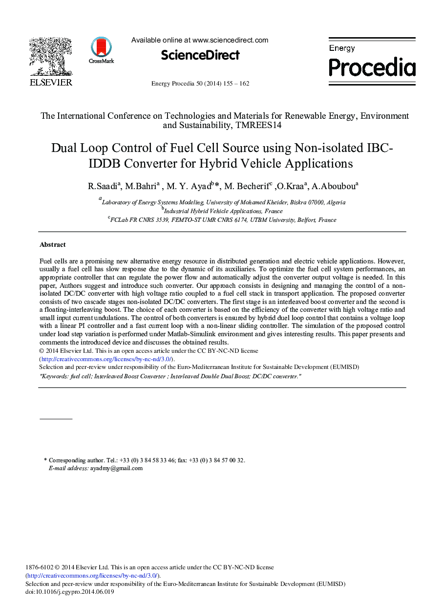 Dual Loop Control of Fuel Cell Source Using Non-isolated IBC-IDDB Converter for Hybrid Vehicle Applications 