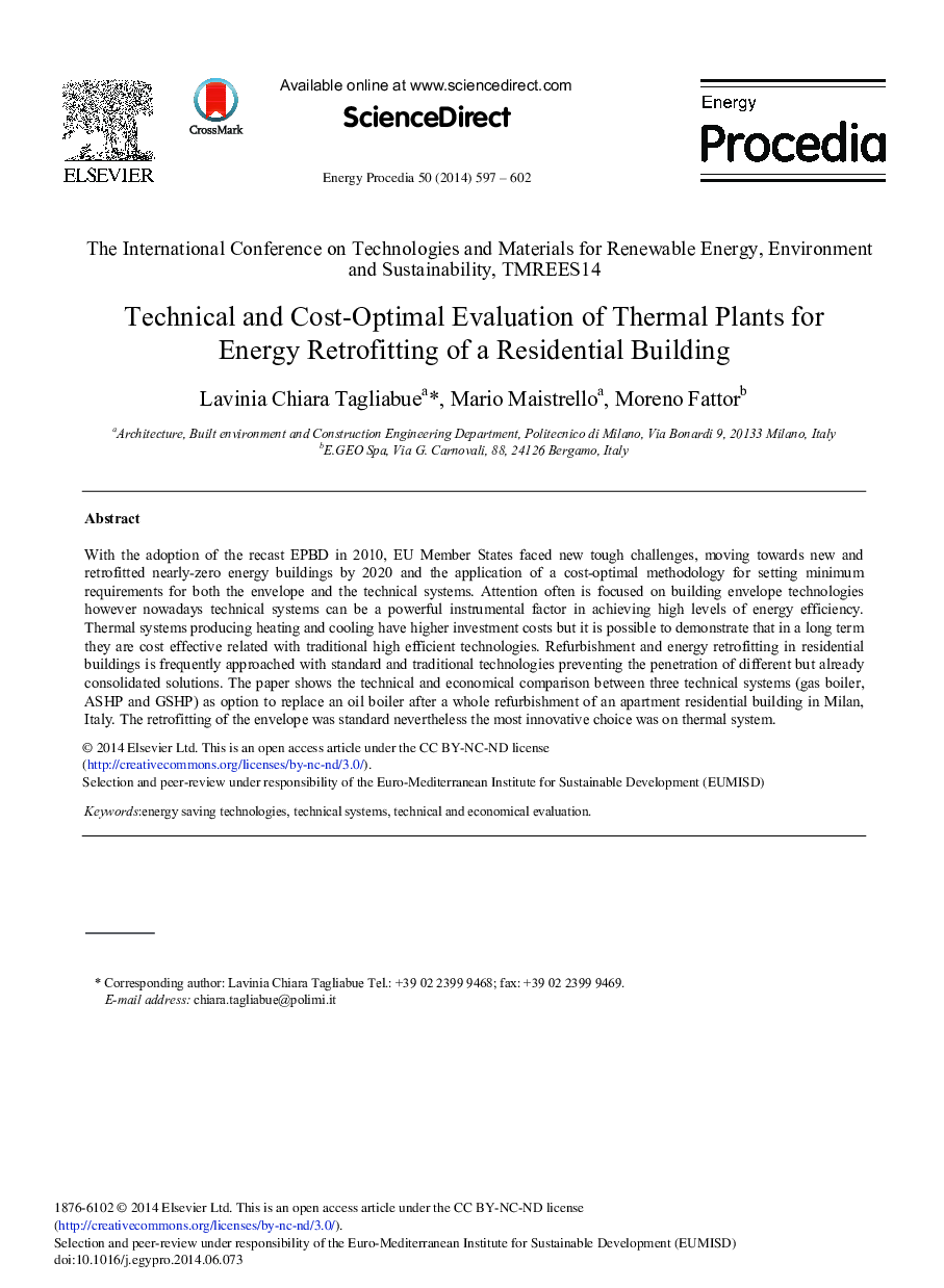 Technical and Cost-optimal Evaluation of Thermal Plants for Energy Retrofitting of a Residential Building 