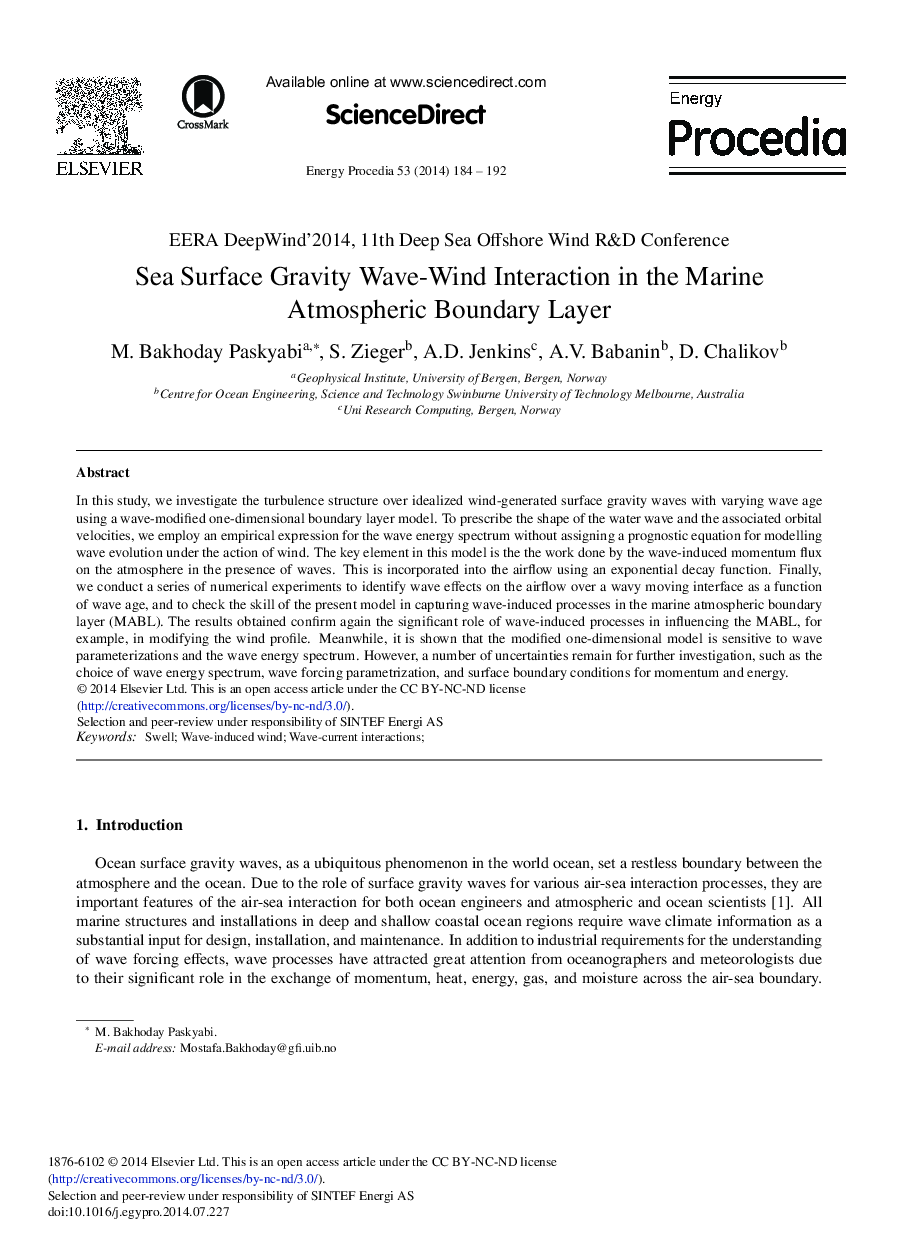 Sea Surface Gravity Wave-wind Interaction in the Marine Atmospheric Boundary Layer 