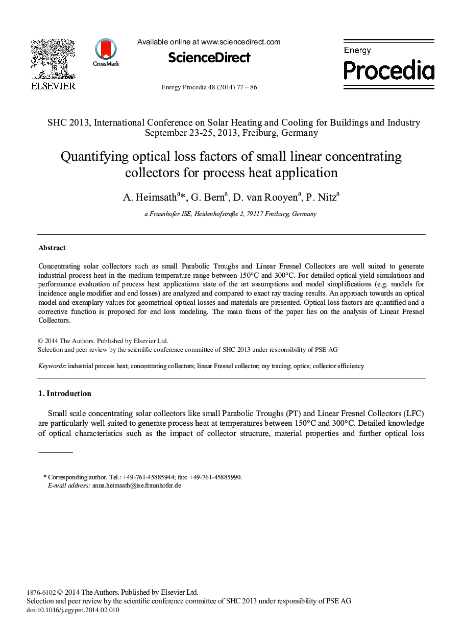 Quantifying Optical Loss Factors of Small Linear Concentrating Collectors for Process Heat Application 