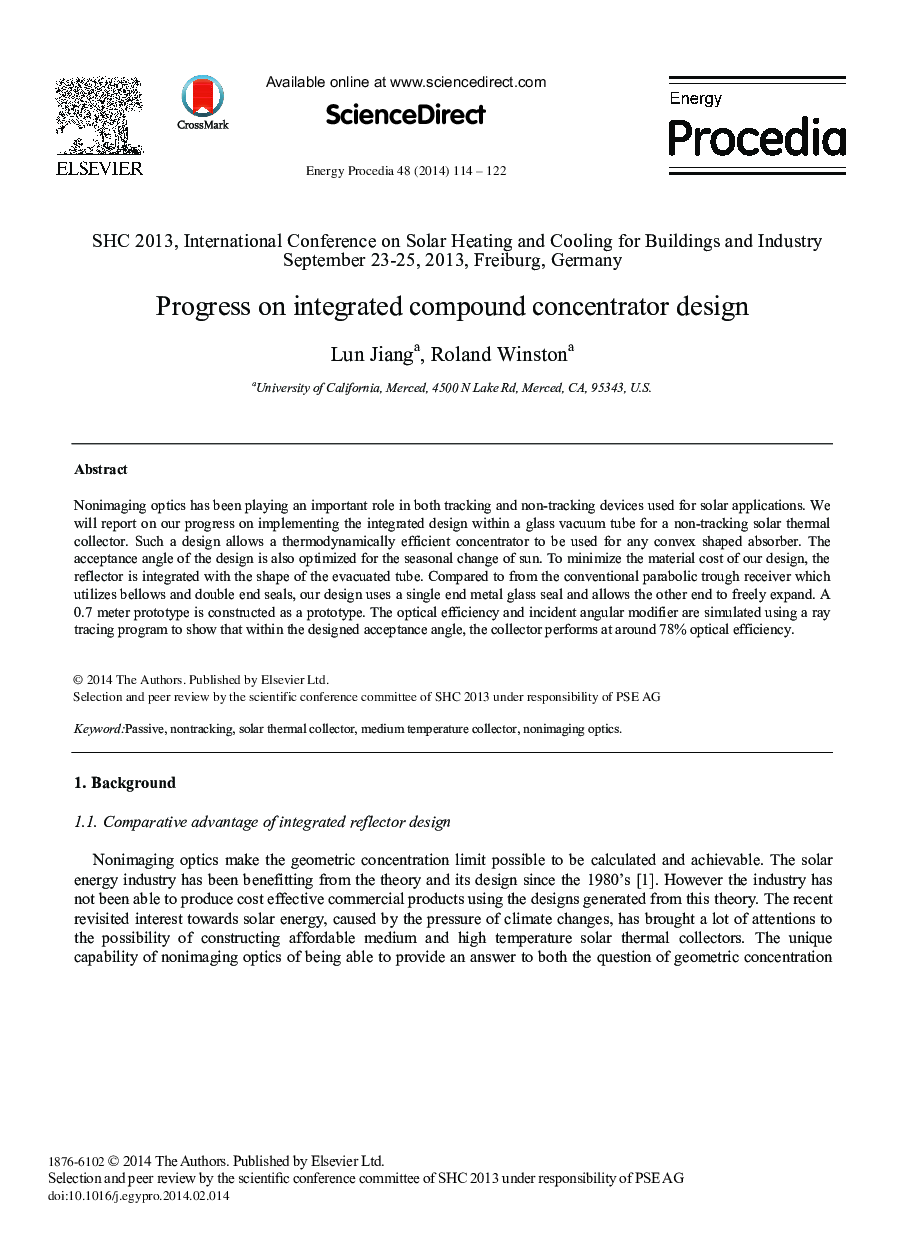 Progress on Integrated Compound Concentrator Design 