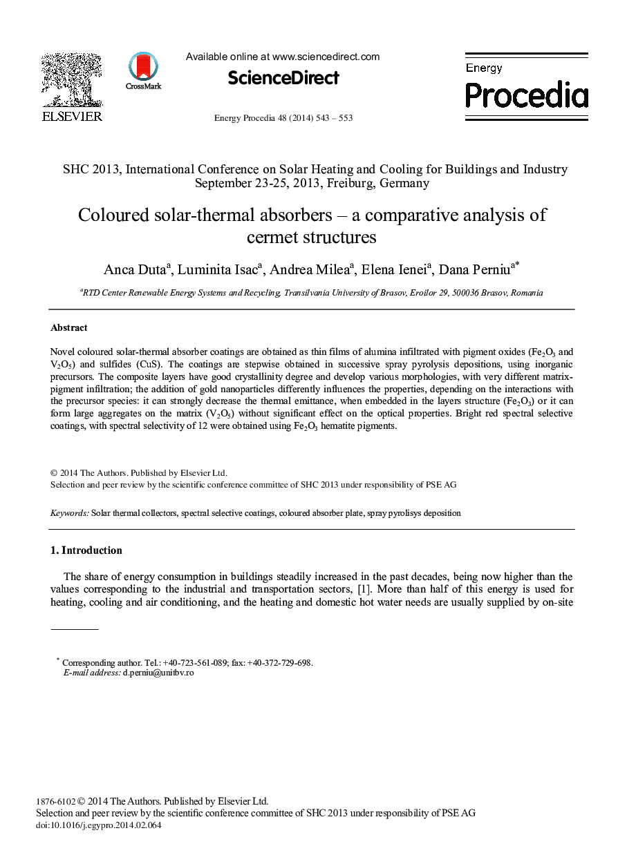 Coloured Solar-thermal Absorbers – A Comparative Analysis of Cermet Structures 