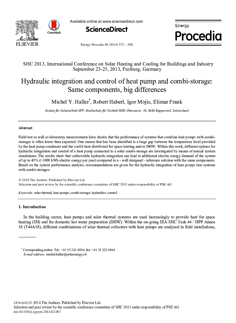 Hydraulic Integration and Control of Heat Pump and Combi-storage: Same Components, Big Differences 