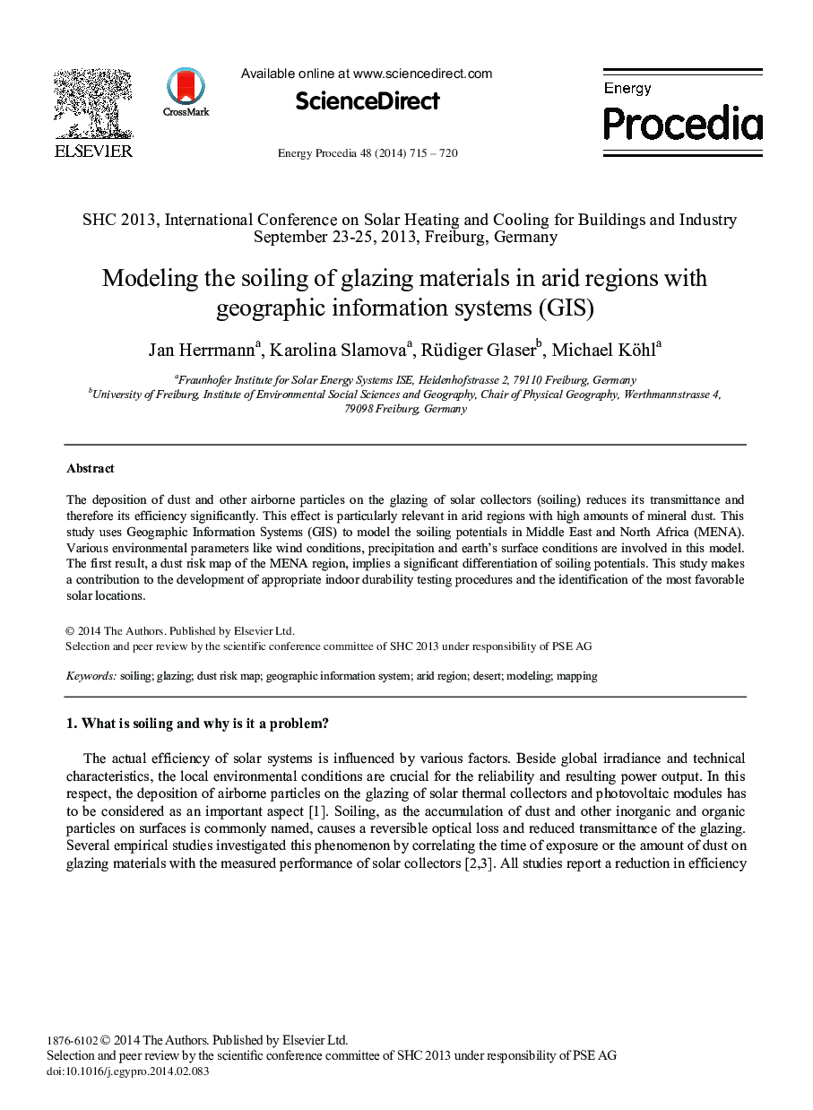 Modeling the Soiling of Glazing Materials in Arid Regions with Geographic Information Systems (GIS)