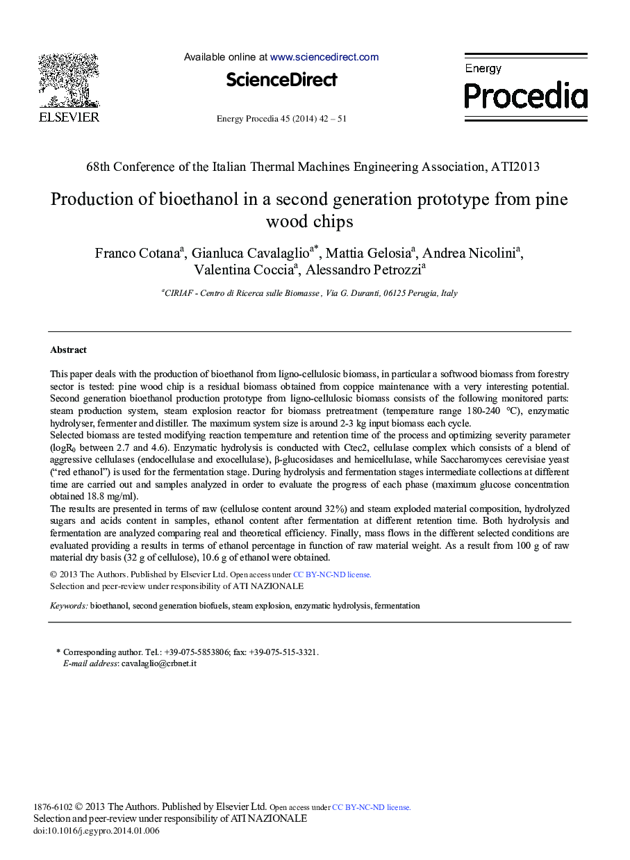 Production of Bioethanol in a Second Generation Prototype from Pine Wood Chips 