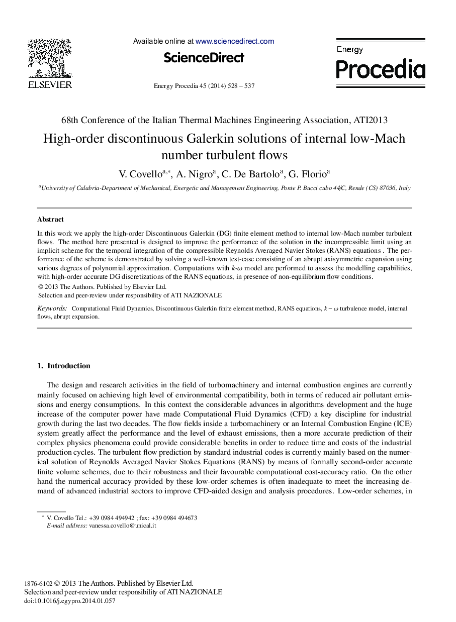 High-order Discontinuous Galerkin Solutions of Internal Low-mach Number Turbulent Flows