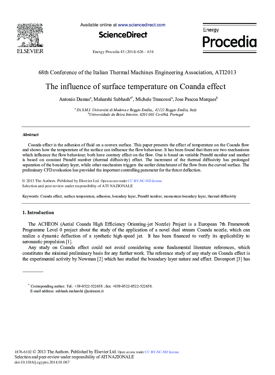 The Influence of Surface Temperature on Coanda Effect 