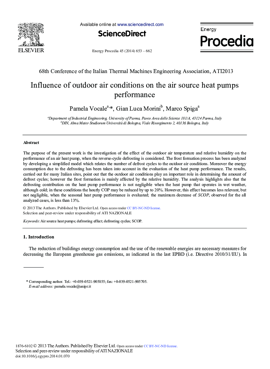 Influence of Outdoor Air Conditions on the Air Source Heat Pumps Performance 