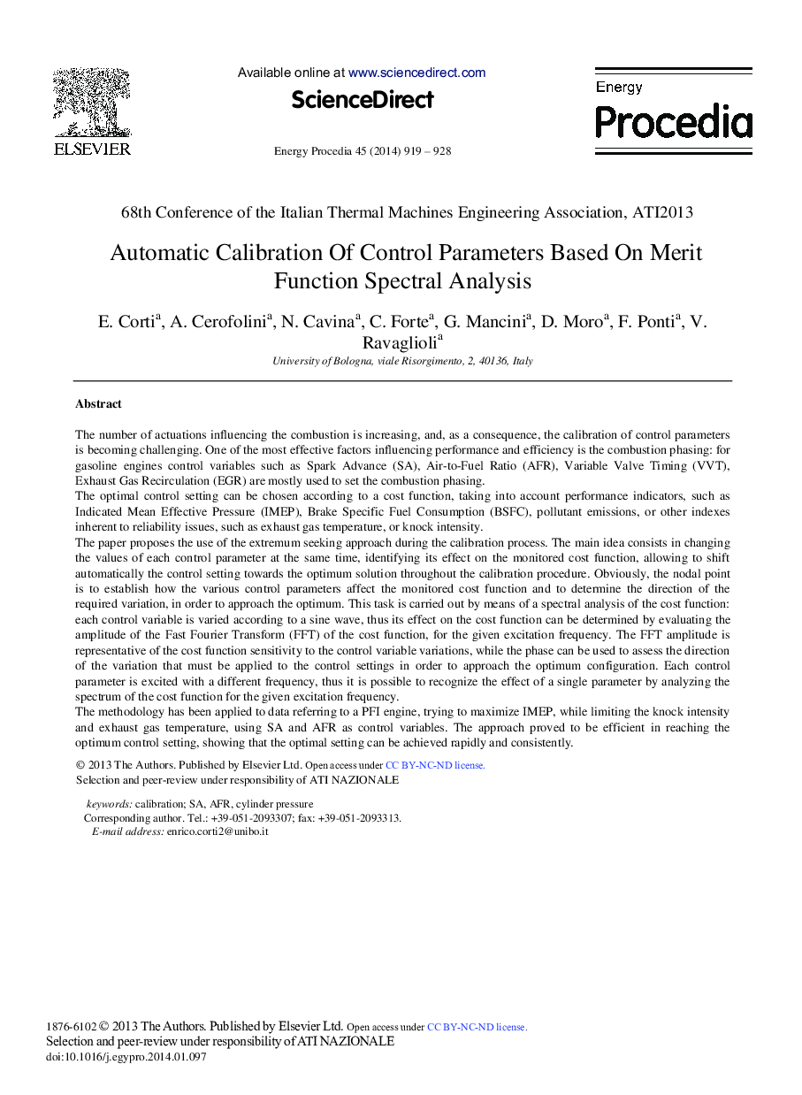 Automatic Calibration of Control Parameters based on Merit Function Spectral Analysis 